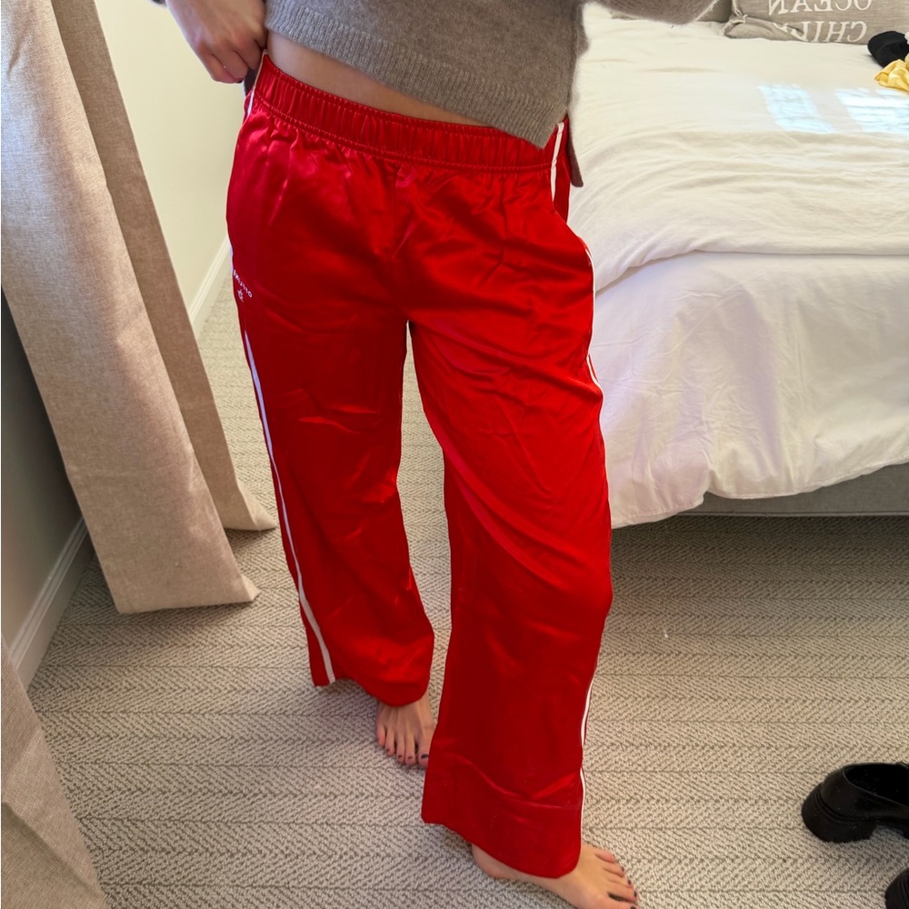 aerie Red Satin Wide-Leg  Pants